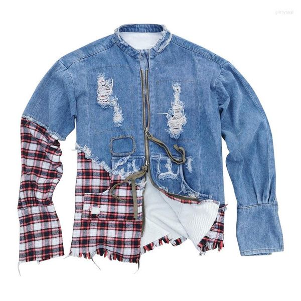 Herrenjacken Top Qualität GL Vintage Splice Tartan Shirt Jacke Cardigan Mantel Techwear Y2k Streetwear Warme Herrenbekleidung Kleidung