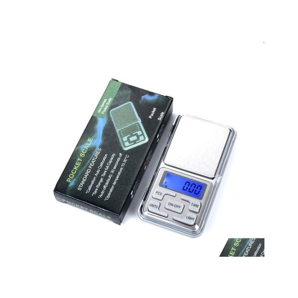 Взвешивание масштаб мини -электронное цифровое шкале бриллиантовые украшения весите NCE Pocket Gram ЖК -дисплей 500 г/0,1 г 200 г/0,01 г с розничной DRO DHFQJ