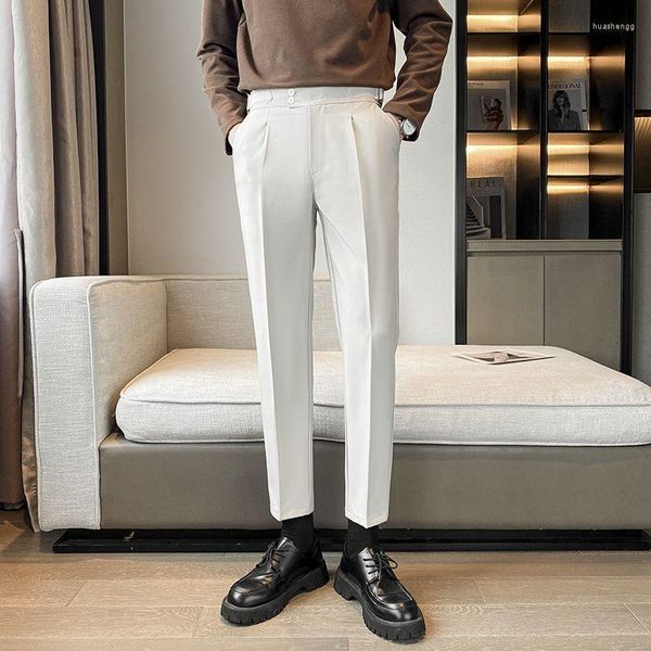 Abiti da uomo 2023 Pantaloni drappeggiati solidi in stile britannico Corea Pantaloni da uomo formale Blazer Slim Business Casual Abito alla caviglia Pantalone Hommes H18