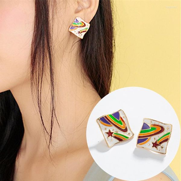 Brincos de garanhão Universo Square Irregular for Women Girl Funnic Função Earring Acessórios de ouvido