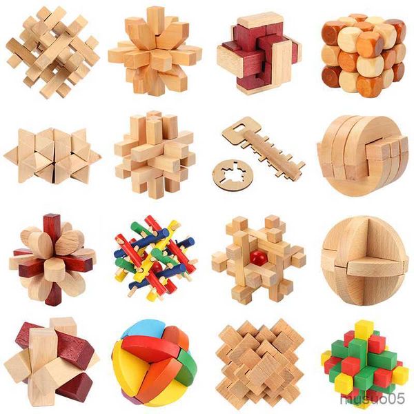 Giocattoli di intelligenza Kong Ming Luban Lock Giocattolo tradizionale cinese Puzzle di legno unici Giocattolo educativo cubo di legno intellettuale classico