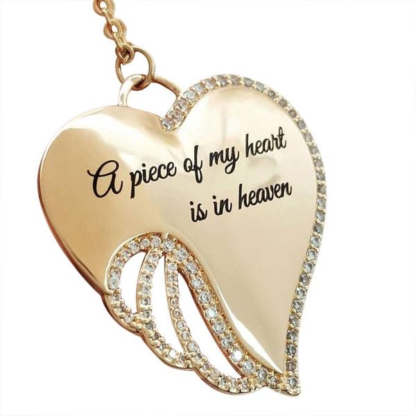 Catene Pezzo In Lega Di Diamanti Di In Ciondolo A Cuore Di Angelo Piuma Heavenly Love Is My A Pendenti Delle Collane