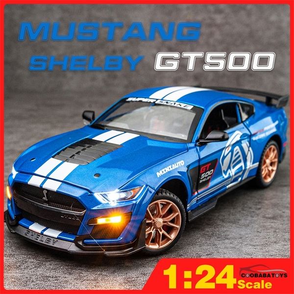 Diecast Model Car Scale Gree Gift Mustang Shelby GT500 M8 Phantom Metal Diecast Alloy Toy Car Modelo para menino veículo infantil rápido e furioso 230517