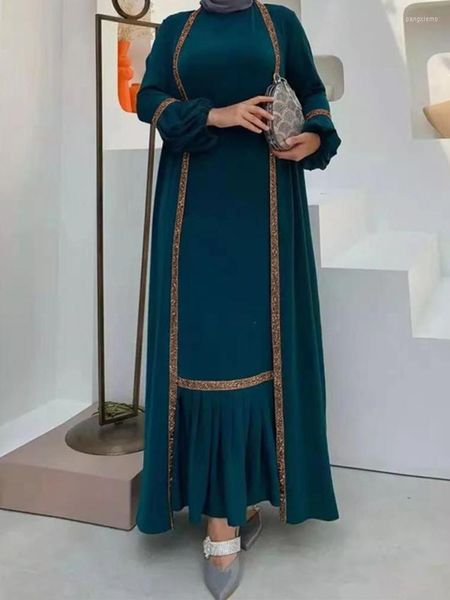 Roupas étnicas vintage de duas peças se vestem vestidos de manga longa abaya eid marrocos muçulmano vestido islâmico vestidos plus size 2023