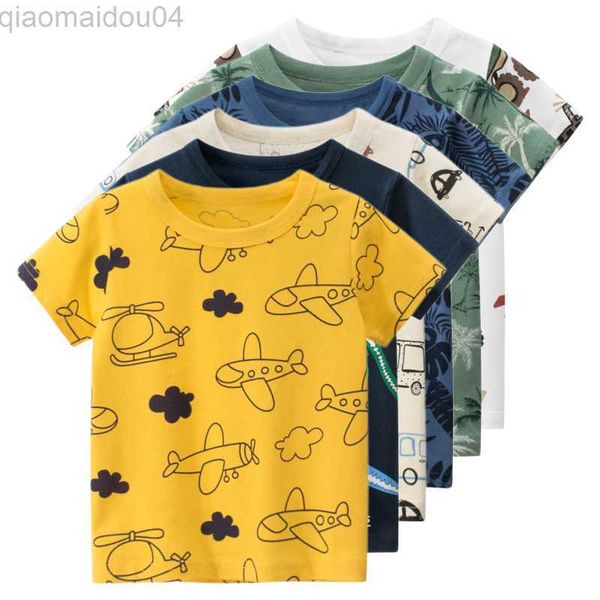 T-shirt 2023 T-shirt per bambini per ragazzi Ragazze Camicie per bambini Baby manica corta Full Print Toddler Cotton Cartoon Car Tee Tops Abbigliamento AA230518