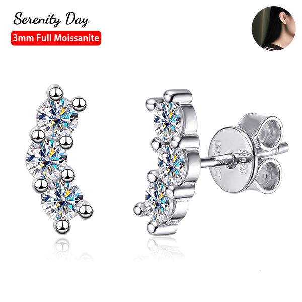 Hoop Huggie Serenity Day echte D-Farbe, 3 mm jeder Stein, 06 Karat Ohrstecker, S925-Sterlingsilber, Sommer-Stil, Schmuck, Großhandel 230517