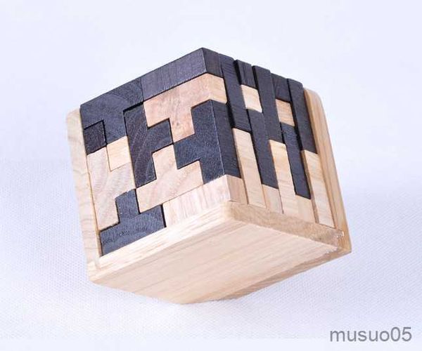 Интеллектуальные игрушки новинка забавные образовательные деревянные головоломки для взрослых мозговые тизер Черно -белый замок Ming Luban Lock