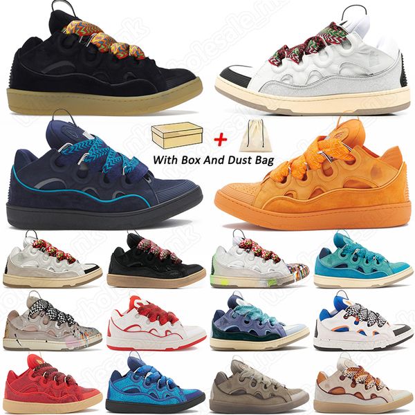 Plaka biçimli Örgü Ayakkabı Çizme Erkek Kadın Bağcıklı Olağanüstü Sneaker Kabartmalı Deri Curb Spor Ayakkabı Dana Derisi Kauçuk Nappa tasarımcı platform taban Ayakkabı Logosu Boyut 45