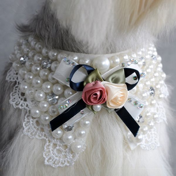 Abbigliamento per cani Gioielli di perle Collare finto per cani Giacca di lana Abbigliamento Inverno Cappotto di lana per animali domestici Gatto Imbottito Bandana Abbigliamento per cuccioli Yorkie Outfit Pug 230518