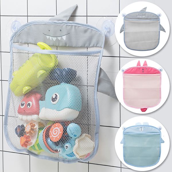 Design de otário de malha de banheiro bebê para banho para crianças cesto de desenho animado formas de animais brinquedos de areia de areia para criança saco de rede de armazenamento 230517