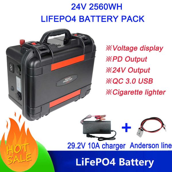 Celle batteria Lifepo4 24V 2560WH Batteria ricaricabile EVE al fosfato di ferro 70AH 100AH con custodia per scooter elettrico Ebike