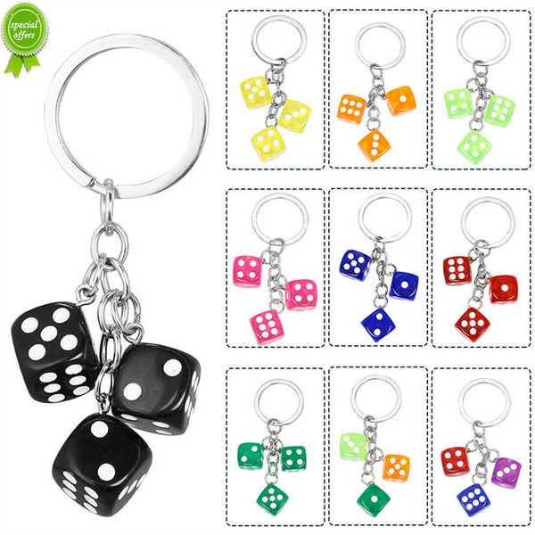 NOVO CANTECIDO DE DICE DE RESINA DE RESINA colorida Chaves de dados quadrados 3D para homens da bolsa de bolsa de bolsa de bolsa de celular pingente de carro Lucky Amulet Acessórios