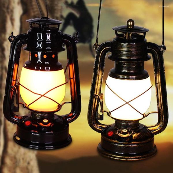 Lampade da tavolo 2023 Lanterna portatile vintage da campeggio Ricaricabile Tenda sospesa per esterni Luce Ferro cherosene Fiamma