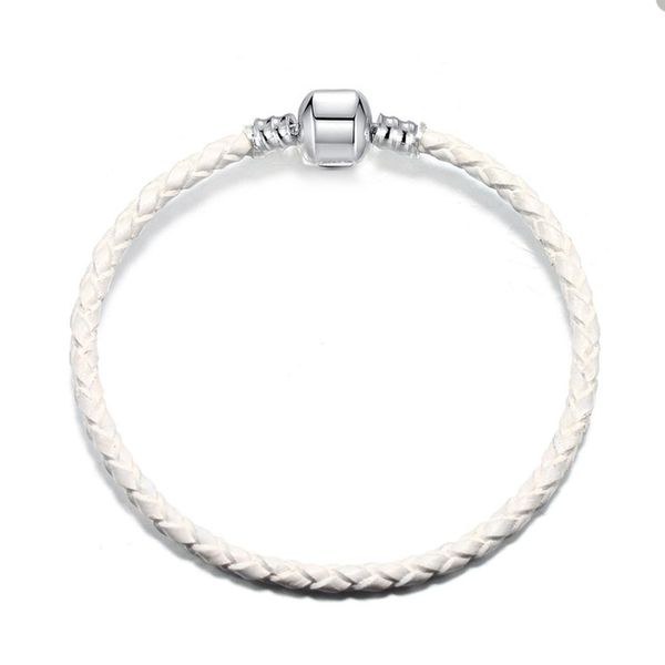 Braccialetto di fascino in pelle bianca per Pandora Bracciali di design di gioielli in argento sterling 925 per le donne Bracciale da coppia con catena a mano da uomo con scatola originale
