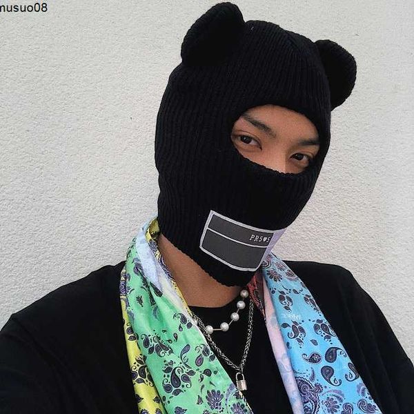 Beanie / Skull Caps INS Hot Men # 039; s Winter Bear Beanie Hat Warm Hip-hop Punk Funny Party Cappelli invernali lavorati a maglia per le donne Autunno Berretti di lana J230518