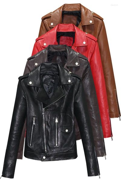Jackets femininos listam jaqueta de couro feminina de feminino de pele de carneiro natural feminina de pele real sobretudo de pele feminina roupas asiáticas