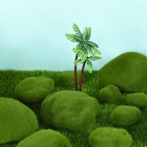 Dekoratif çiçekler yapay yeşil yosun topu sahte taş simülasyon bitki mat halı mikro peyzaj peri bahçesi çim çim çimen