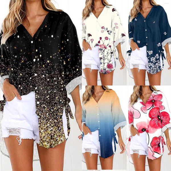 Damenblusen, Damen-Hemdkleid mit Knopfleiste, langärmelig, Badeanzug-Überzüge, lässiges Tunika-Blusenoberteil