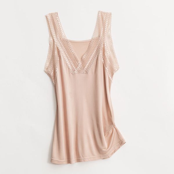 Camisoles Tanks Damen 50 % echte Seide 50 % Viskose Spitze Camisole Tank Top Weste Hemd Nachtwäsche Spaghettiträger TG113 230518