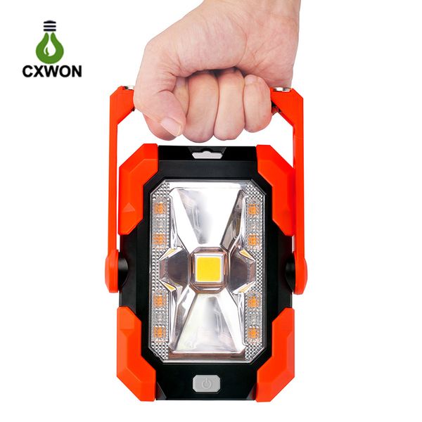 Luz de luz de inundação solar portátil 6W LED LEDS LUZES DE SEGURANÇA 4400mAH Luzes de trabalho do banco de trabalho do banco de energia recarregável para camping para caminhadas