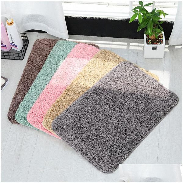 Tapetes imitação de cashmere banheiro absorvente carpete de cor sólida não deslizamento quadrado 40x60cm 50x80cm Quarto tapete de piso da cozinha Deliv Dh1sk