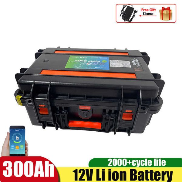 12V 300Ah batteria agli ioni di litio ricaricabile ciclo Reep per sistema di accumulo di energia solare + caricabatterie 20A