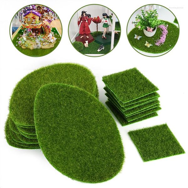 Flores decorativas 2/4pcs tapete de grama verde gramado artificial jardinagem ao ar livre Turf DIY Micro paisagem decoração Mini Fairy Garden Home Floor