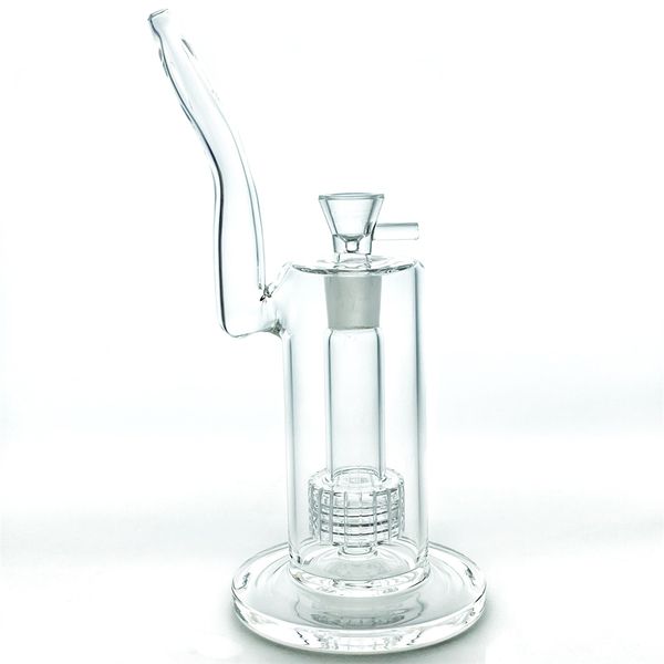 Boca plana de 10 polegadas de altura Mobius Matrix Glass Water Pipe Fumaça com 1 gaiola Perc (GB-350)