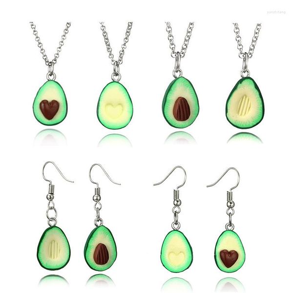 Anhänger Halsketten Niedliche Cartoon Grüne Avocado Gepaarte Paar Halskette Bff Freund Freundschaft Kawaii Halskette Halsbänder Schmuck