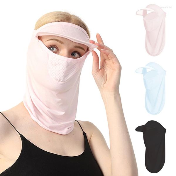 Bandanas máscara de seda de verão masculino homem chapéu de sol ao ar livre máscara de ciclismo máscara de ciclismo lenço de lenço de face completa