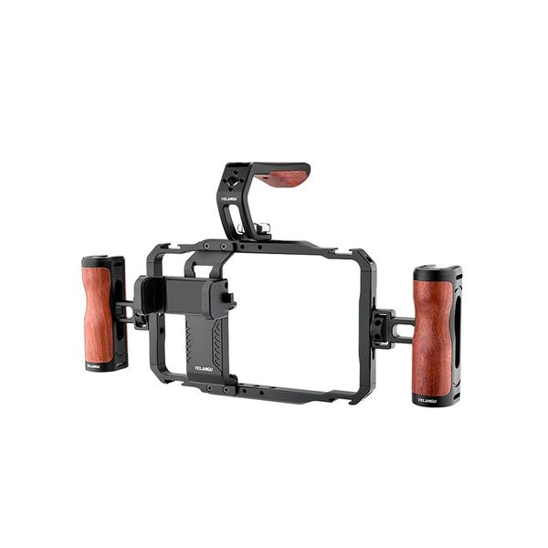 Оптовые мобильные телефоны Universal Rabbit Cage Set Dual Harder Handheld Rame Frame Съемка съемки и прямая трансляция подходит для iPhone и Android