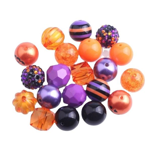 Perline kwoi vita am017 Halloween nero arancione viola color mix perle acriliche per bambini gioielli di collana grosso 20 mm 50pcs