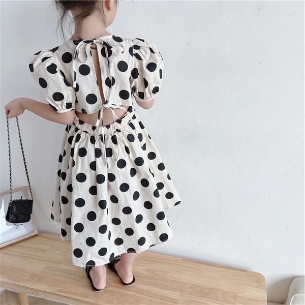 Mädchen Kleider Sommer Mädchen Europäischen Und Amerikanischen Stil Polka Dot Krawatte Taille Prinzessin Kleid Baby Kinder Kinder Kleidung