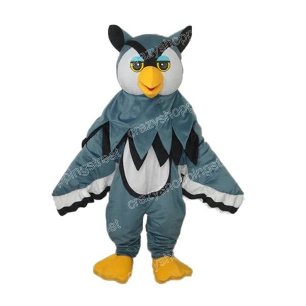 traje de mascote de coruja cinza de Halloween roupas de desenho animado de primeira qualidade, traje de natal carnaval unissex adultos vestido de festa de aniversário de carnaval
