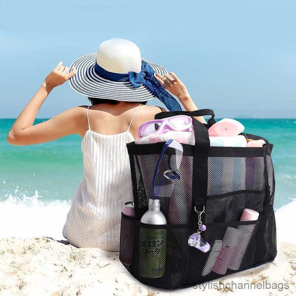 Stuff Sacks Sommer-Mesh-Hohl-Tragetasche für Damen, große Kapazität, Umhängetasche, Urlaub, Strandtaschen, Einkaufstaschen, Mädchen-Aufbewahrungstasche, Sporttasche