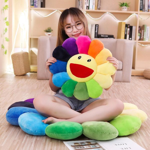 Ayçiçeği Çiçek Peluş Yastık Kawaii Gülümseme Güneş Rahat Doldurulmuş Oyuncak Yumuşak Bebek Kedi Pet Kanepe Minder Mat Yastık Ev Yatak Odası Dekor EW0019