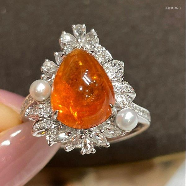 Küme halkaları lr ince takılar gerçek saf 18k altın elmaslar doğal fanta garnet değerli taş 5.6ct kadınlar için kadın