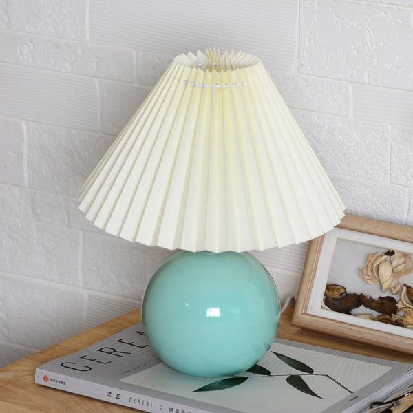 Tischlampen Vintage Korean für Schlafzimmer Lampe Wohnzimmer Licht Wohnkultur Plissee Stoff Schreibtisch Nachttisch Leuchten