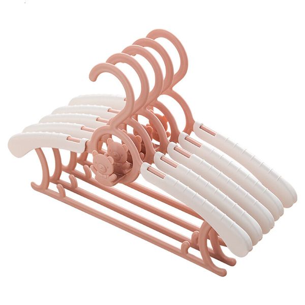 Cabides racks 5/10/20 pcs cabide de roupas para crianças cabides de plástico ajustáveis ​​cabides à prova de vento não deslizam cabide de roupas de bebê Organizador de roupas 230518