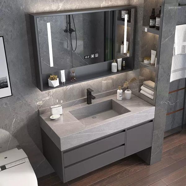 Banyo lavabo muslukları taş tabak dolap kombinasyonu modern basit el yıkama yıkama yıkama standardı entegre ayna seti