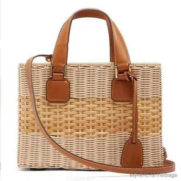 Sacos Sacos Moda Tecido Rattan Bag Women Banking Wicker Bag de ombro Bolsa de palha de praia Bolsas de crossbody para mulheres