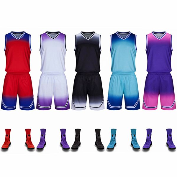Lauf-Sets Männer Kinder Basketball Jersey Blank Frauen Trainingsanzug Sport Kleidung Kits Atmungsaktive Mädchen Jungen Uniformen Training Anzug 230518