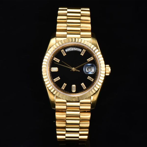Мужские часы 18k золота Президент Смотрю Сапфир Стекло 41 -мм дат -дюст 904L из нержавеющей стали.