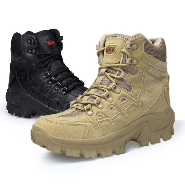 Sapatos de segurança masculino de bota militar combate sapatos táticos de alta temporada de alta tampa de tamanho grande botas do exército sola de borracha masculino de trabalho de moto