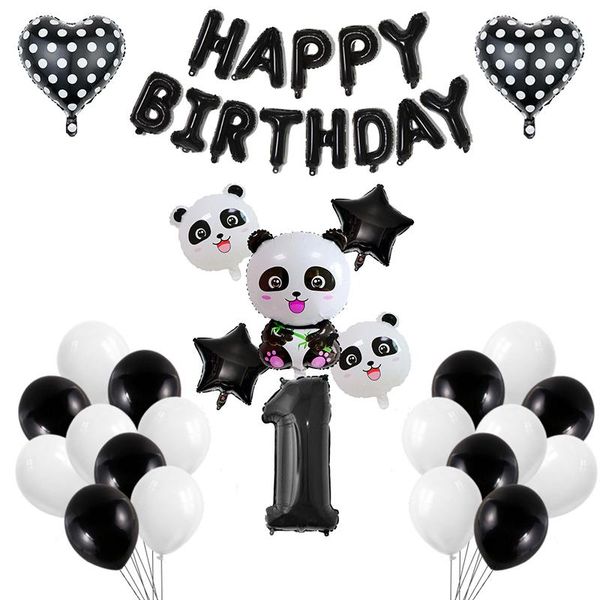 Decorazione per feste Decorazioni di compleanno a tema panda Numero Palloncini foil Palloncino giungla Baby Shower Giocattoli per bambini Palloncini ad elioParty