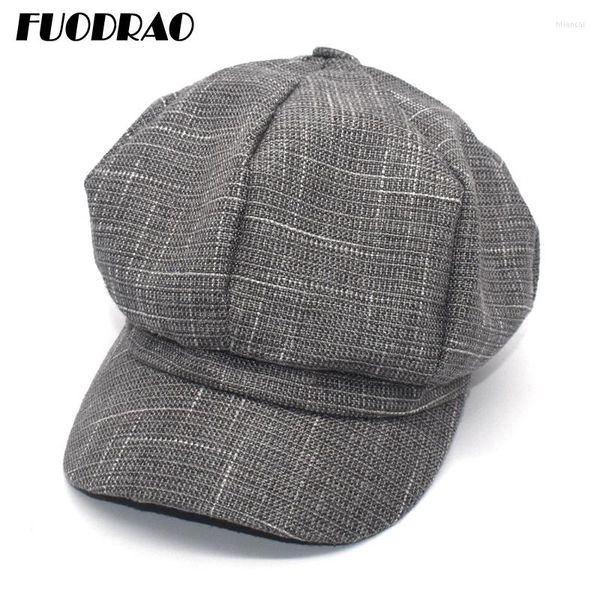 Berets Fuodrao Женщины восьмиугольные шляпы с твердым цветом Beret Hate Cotton Linen Gensing Spring Corean Casual Caps C5