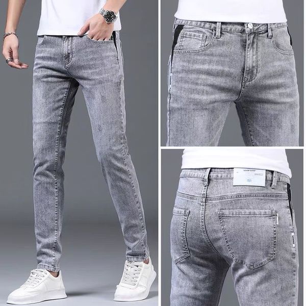 Мужские джинсы прибывают высококачественный модный дизайнер Grey Fashion Luxury Solid Boyfry Streetwear Casual для лета 230519