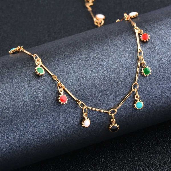 Stil Stern Blume Tropfen Halskette für Frauen Gold Farbe Rot Grün Schwarz Emaille Halsband Halsschmuck