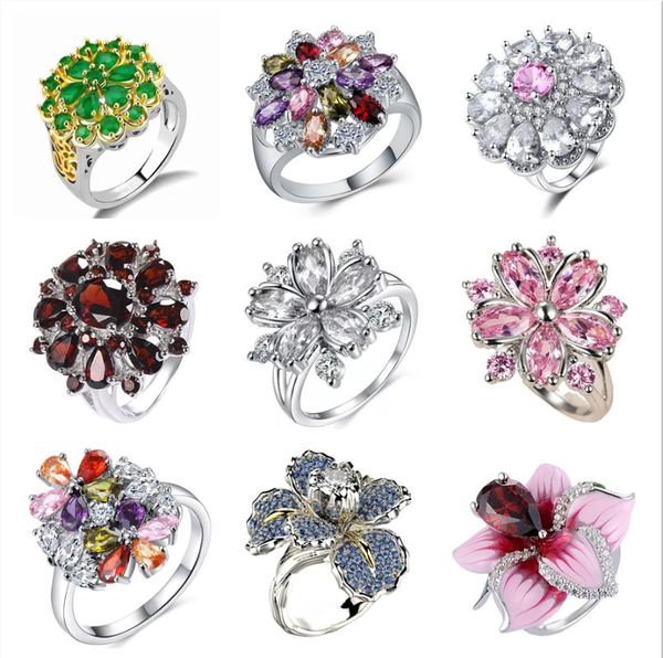 Обручальные кольца милый женский розовый хрустальный каменный кольцо очарование высококлассное тонкое для женщин изящный невест Цветок