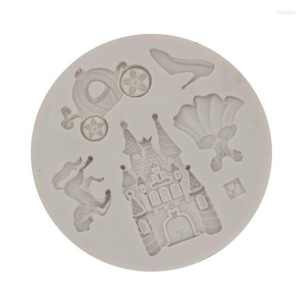 Moldes de cozimento Castelo Saltos altos pôneis de cavalo vestido formal bolo fondant bolo chocolate silicone silicone 15-399